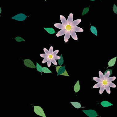 soyut çiçekler ve yapraklar, çiçekler duvar kağıtları, vektör illüstrasyonu