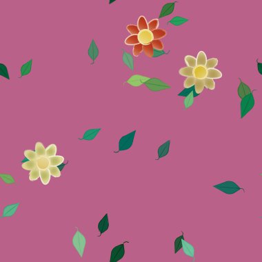 soyut çiçekler ve yapraklar, çiçekler duvar kağıtları, vektör illüstrasyonu