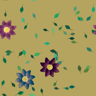 soyut çiçekler ve yapraklar, çiçekler duvar kağıtları, vektör illüstrasyonu