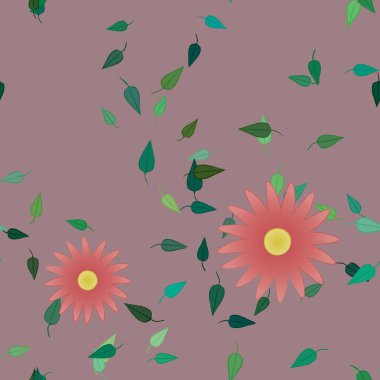 soyut çiçekler ve yapraklar, çiçekler duvar kağıtları, vektör illüstrasyonu