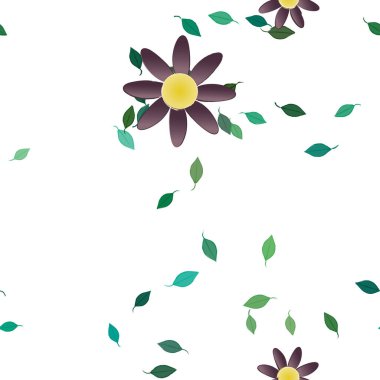 soyut çiçekler ve yapraklar, çiçekler duvar kağıtları, vektör illüstrasyonu