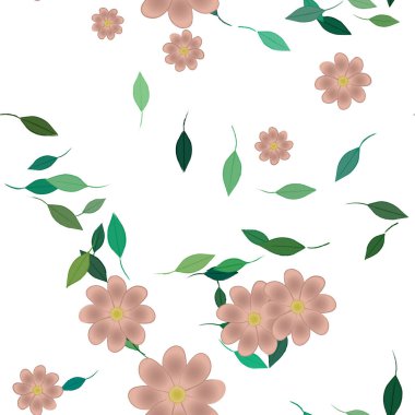 soyut çiçekler ve yapraklar, çiçekler duvar kağıtları, vektör illüstrasyonu