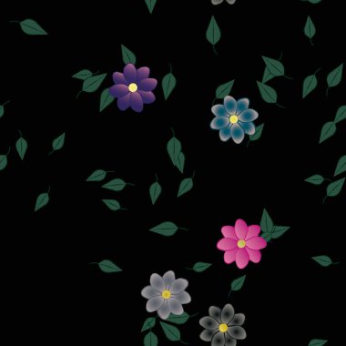 soyut çiçekler ve yapraklar, çiçekler duvar kağıtları, vektör illüstrasyonu