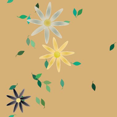 soyut çiçekler ve yapraklar, çiçekler duvar kağıtları, vektör illüstrasyonu