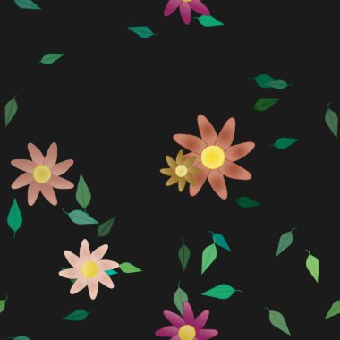 soyut çiçekler ve yapraklar, çiçekler duvar kağıtları, vektör illüstrasyonu