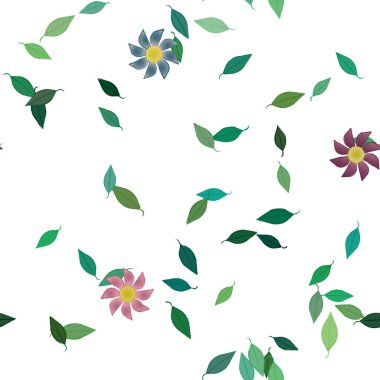 soyut çiçekler ve yapraklar, çiçekler duvar kağıtları, vektör illüstrasyonu