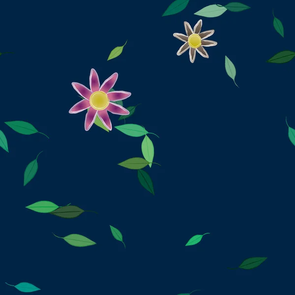 Vektorillustration Von Blumen Und Blättern Digitale Hintergrundbilder Auf Schlichtem Hintergrund — Stockvektor