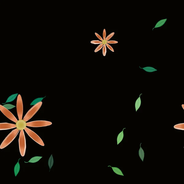 Wektor Ilustracja Pływających Kwiatów Rozkwicie Liści Tapeta Cyfrowa Równym Tle — Wektor stockowy