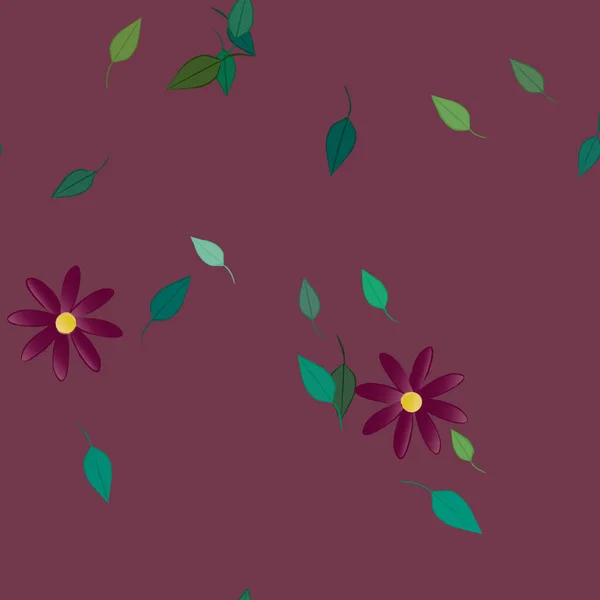 Illustration Vectorielle Fleurs Feuilles Papier Peint Numérique Sur Fond Uni — Image vectorielle