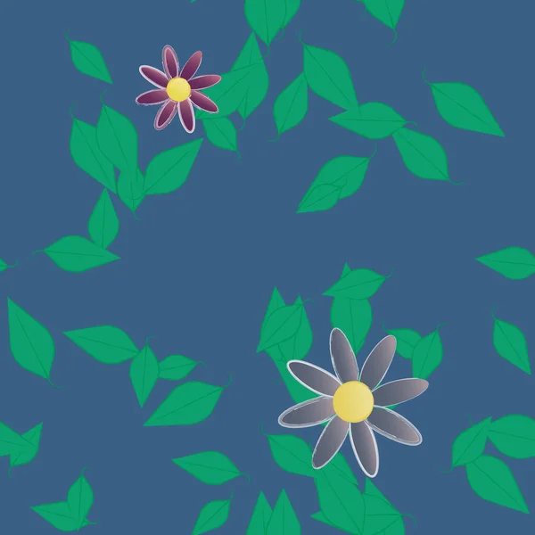 Ilustração Vetorial Flores Folhas Papel Parede Digital Sobre Fundo Liso — Vetor de Stock