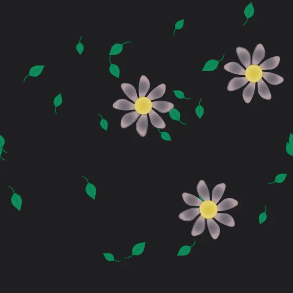 Ilustração Vetorial Flores Folhas Papel Parede Digital Sobre Fundo Liso —  Vetores de Stock