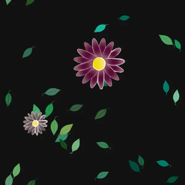 Illustration Vectorielle Fleurs Flottantes Fleurs Feuilles Papier Peint Numérique Sur — Image vectorielle