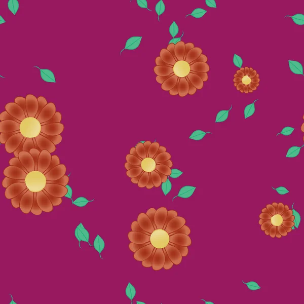 Ilustración Vectorial Flores Flotantes Flor Hojas Fondo Pantalla Digital Sobre — Archivo Imágenes Vectoriales