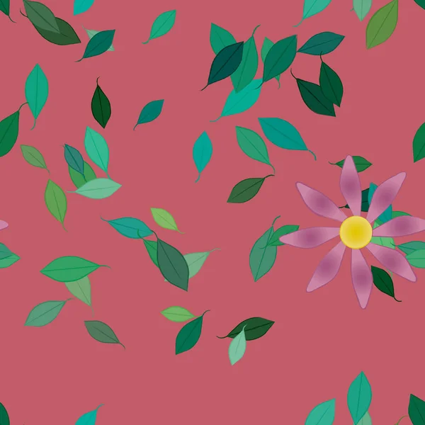 Vektorillustration Von Blumen Und Blättern Digitale Hintergrundbilder Auf Schlichtem Hintergrund — Stockvektor