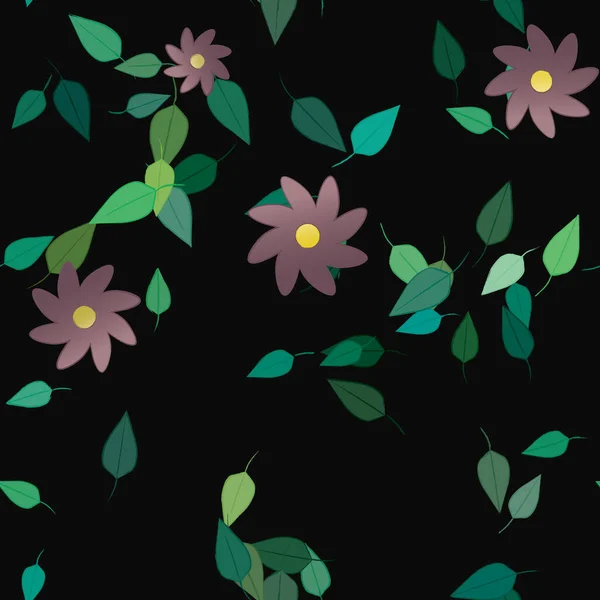 Ilustração Vetorial Flores Flor Folhas Papel Parede Digital Sobre Fundo — Vetor de Stock