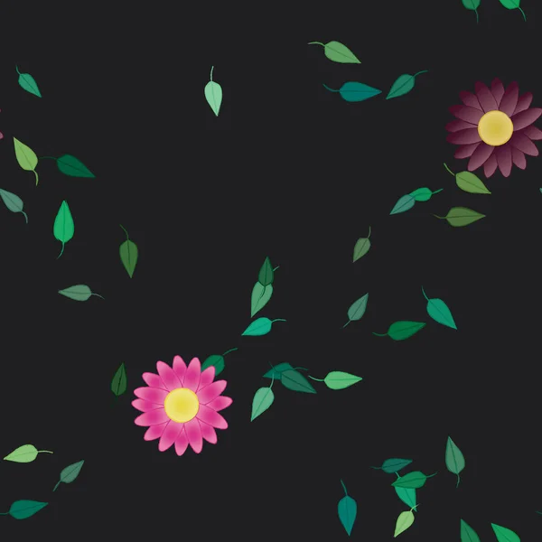 Vektor Illustration Von Schwimmenden Blumen Blüte Und Blättern Digitale Hintergrundbilder — Stockvektor