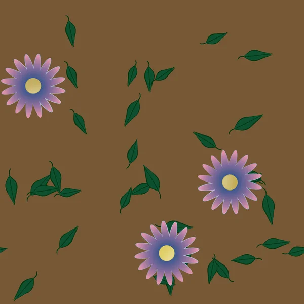 Illustration Vectorielle Fleurs Feuilles Papier Peint Numérique Sur Fond Uni — Image vectorielle