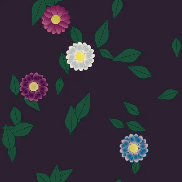 Ilustración Vectorial Flores Hojas Fondo Pantalla Digital Sobre Fondo Liso — Archivo Imágenes Vectoriales