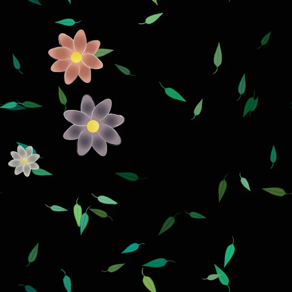 Illustrazione Vettoriale Fiori Fiore Foglie Carta Parati Digitale Sfondo Chiaro — Vettoriale Stock