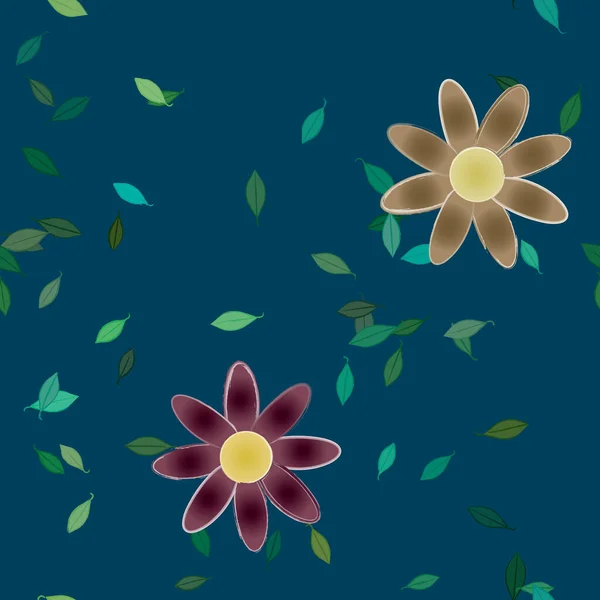 Illustration Vectorielle Fleurs Fleurs Feuilles Papier Peint Numérique Sur Fond — Image vectorielle