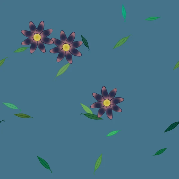 Vektor Illustration Flytande Blommor Blom Och Blad Digital Tapet Slät — Stock vektor