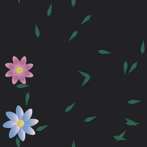 Εικονογράφηση Διάνυσμα Των Λουλουδιών Και Των Φύλλων Ψηφιακή Ταπετσαρία Απλό — Διανυσματικό Αρχείο