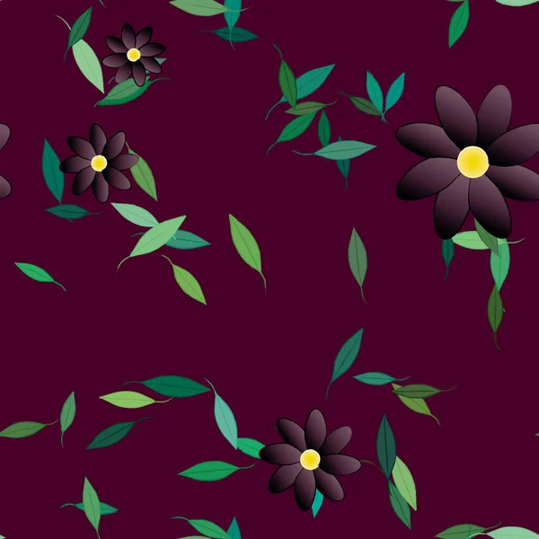 Illustration Vectorielle Fleurs Fleurs Feuilles Papier Peint Numérique Sur Fond — Image vectorielle