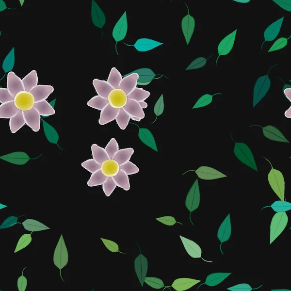 Ilustración Vectorial Flores Flor Hojas Fondo Pantalla Digital Sobre Fondo — Vector de stock