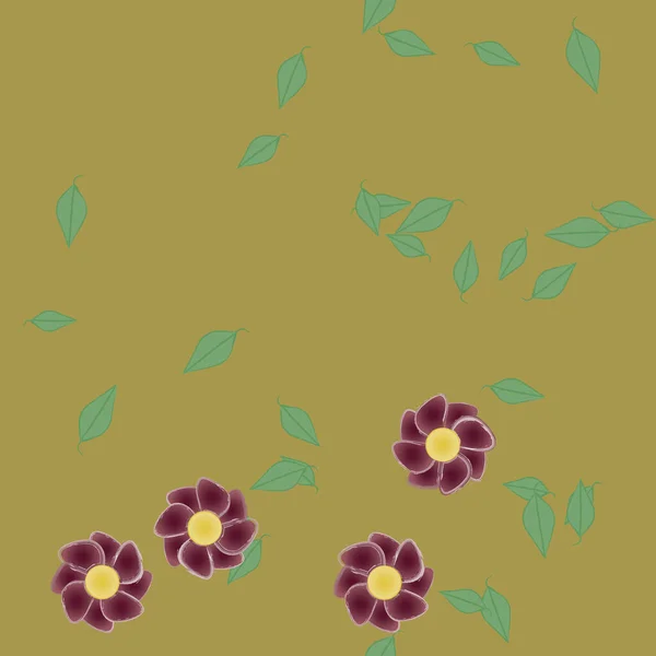 Ilustração Vetorial Flores Flor Folhas Papel Parede Digital Sobre Fundo — Vetor de Stock