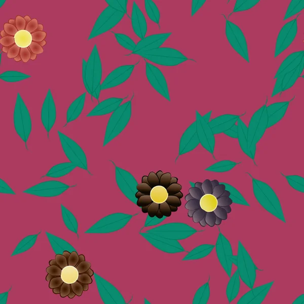 Ilustración Vectorial Flores Flotantes Flor Hojas Fondo Pantalla Digital Sobre — Vector de stock