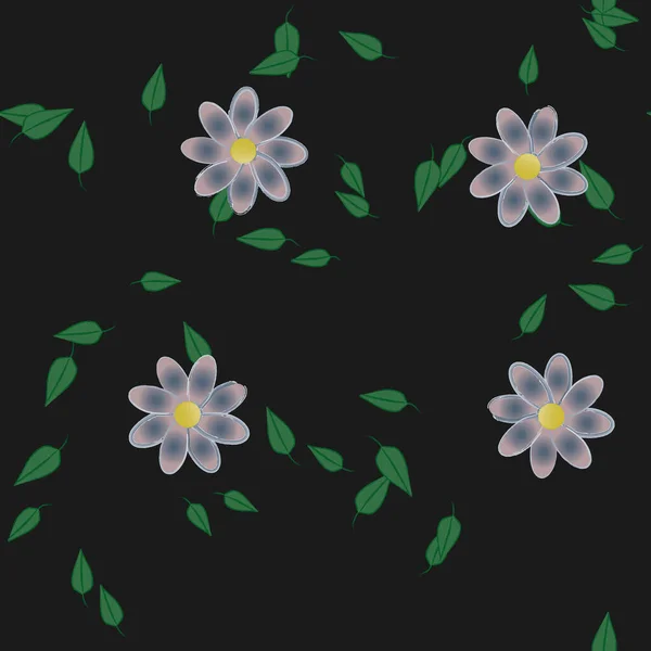 Follaje Flores Flores Florecen Fondo Pantalla Vector Ilustración — Vector de stock