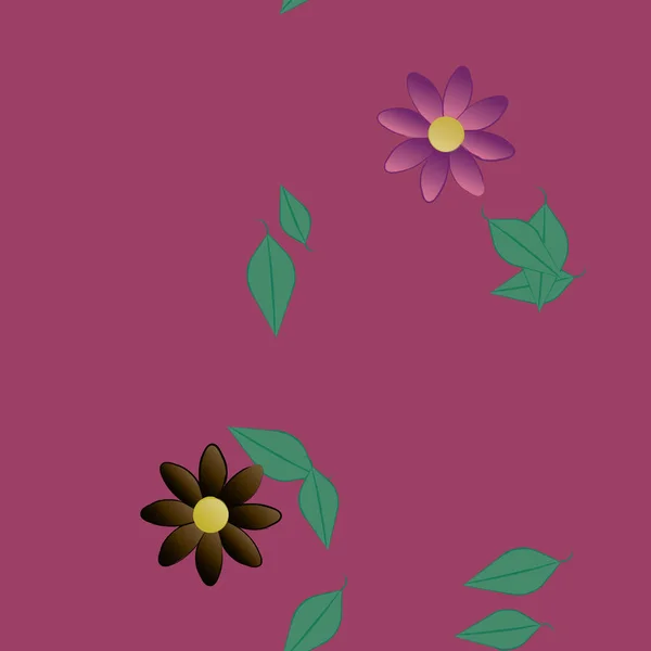 Illustration Vectorielle Fleurs Fleurs Feuilles Papier Peint Numérique Sur Fond — Image vectorielle