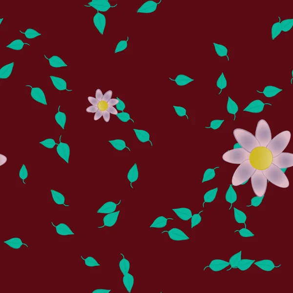 Векторная Иллюстрация Плавающих Цветов Цвету Листьях Цифровые Обои Обычном Фоне — стоковый вектор
