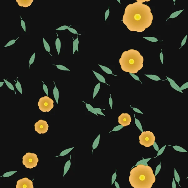 Vector Illustration Floating Flowers Bloom Leaves Digital Wallpaper Plain Background — Stock Vector