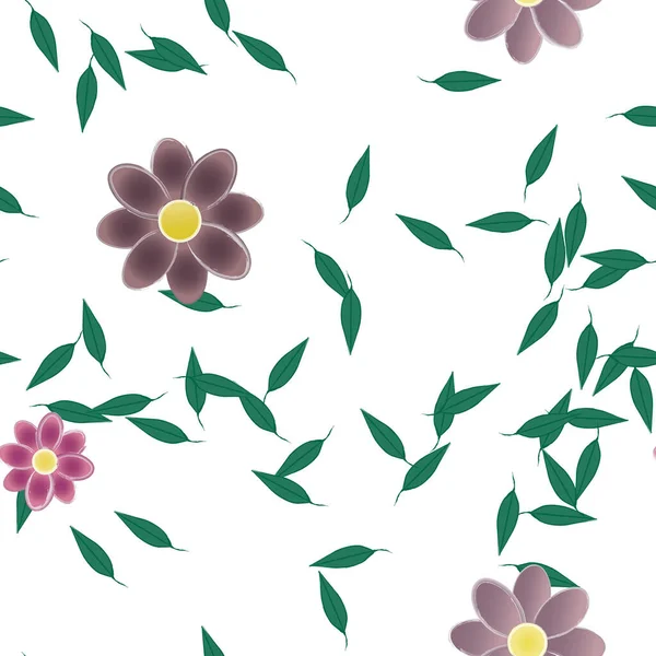 Illustration Vectorielle Fleurs Fleurs Feuilles Papier Peint Numérique Sur Fond — Image vectorielle