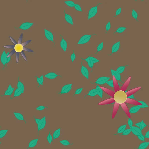 Illustration Vectorielle Fleurs Fleurs Feuilles Papier Peint Numérique Sur Fond — Image vectorielle