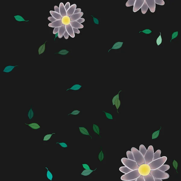 Vektor Illustration Flytande Blommor Blom Och Blad Digital Tapet Slät — Stock vektor