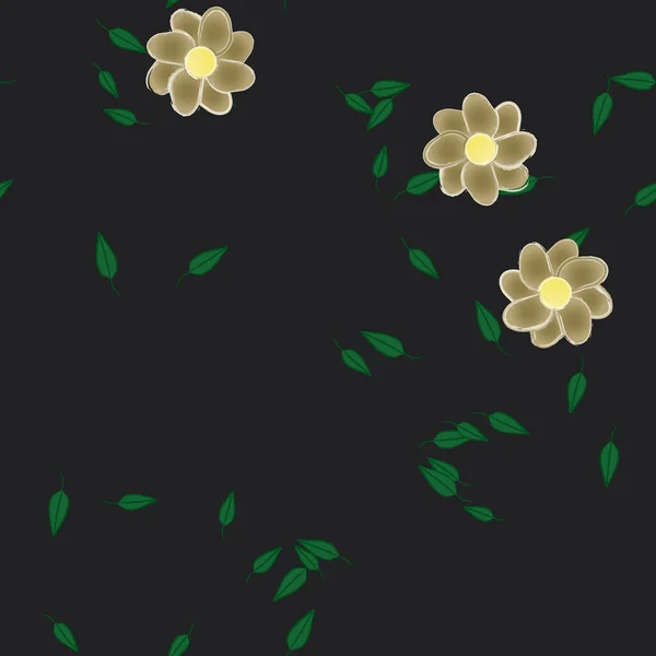 Vektor Illustration Von Schwimmenden Blumen Blüte Und Blättern Digitale Hintergrundbilder — Stockvektor