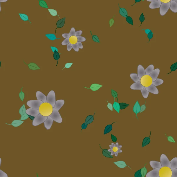 Ilustración Vectorial Flores Flotantes Flor Hojas Fondo Pantalla Digital Sobre — Vector de stock