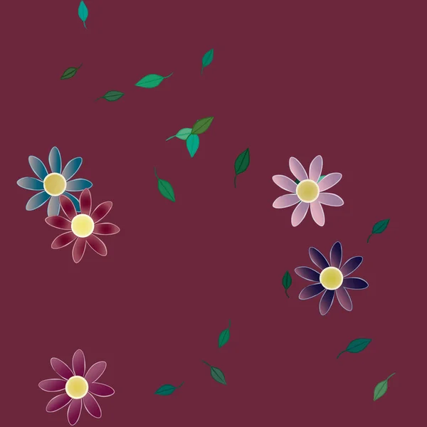 Illustration Vectorielle Fleurs Fleurs Feuilles Papier Peint Numérique Sur Fond — Image vectorielle