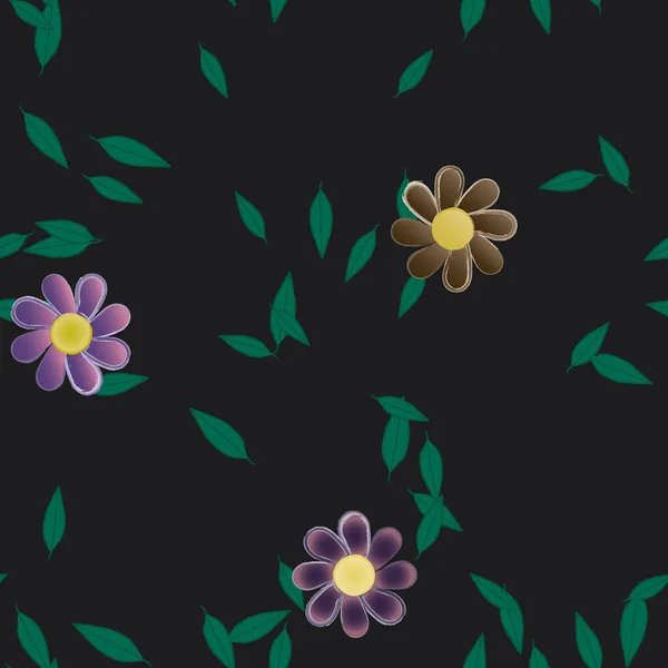 Ilustración Vectorial Flores Flor Hojas Fondo Pantalla Digital Sobre Fondo — Vector de stock