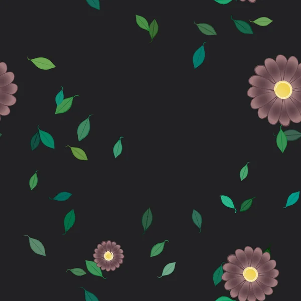 Vector Illustratie Van Drijvende Bloemen Bloei Bladeren Digitaal Behang Effen — Stockvector