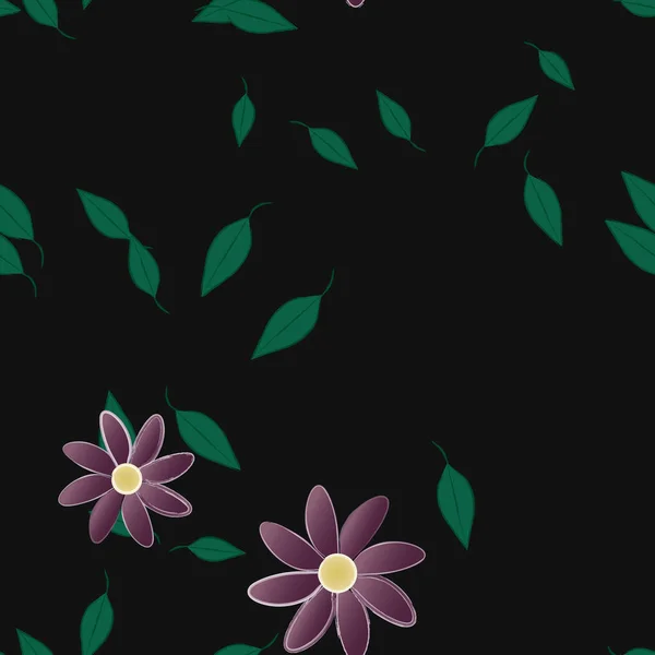 Follaje Flores Flores Florecen Fondo Pantalla Vector Ilustración — Vector de stock