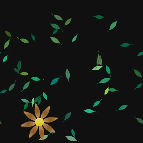 Ilustración Vectorial Flores Flor Hojas Fondo Pantalla Digital Sobre Fondo — Vector de stock