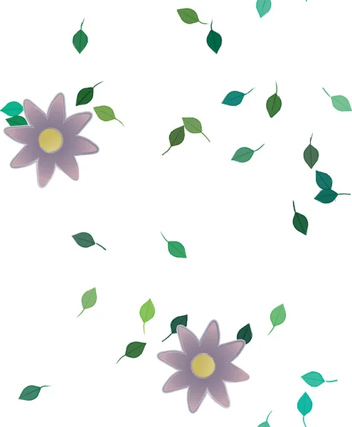 Vektori Kuva Kukkia Kukassa Lehdet Digitaalinen Taustakuva Tavallisella Taustalla — vektorikuva