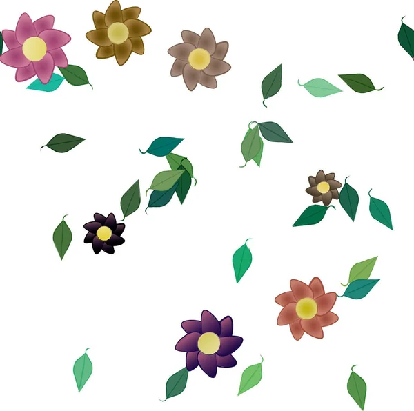 Fleur Abstraite Feuillage Papier Peint Fleur Fleurs Illustration Vectorielle — Image vectorielle