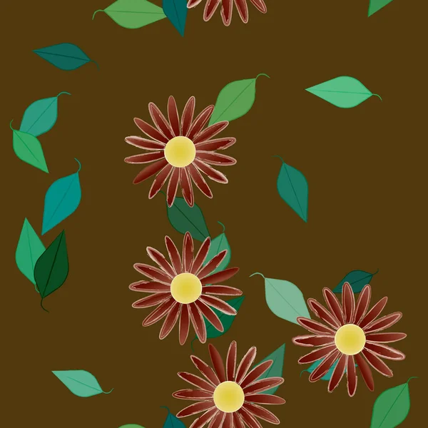 Ilustración Vectorial Flores Flor Hojas Fondo Pantalla Digital Sobre Fondo — Vector de stock