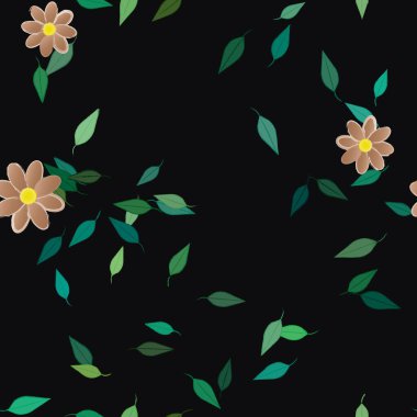 soyut çiçekler ve yapraklar, çiçekler duvar kağıtları, vektör illüstrasyonu