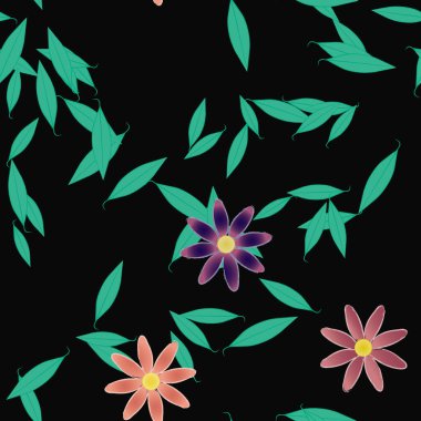 soyut çiçekler ve yapraklar, çiçekler duvar kağıtları, vektör illüstrasyonu