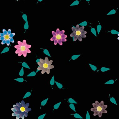 soyut çiçekler ve yapraklar, çiçekler duvar kağıtları, vektör illüstrasyonu